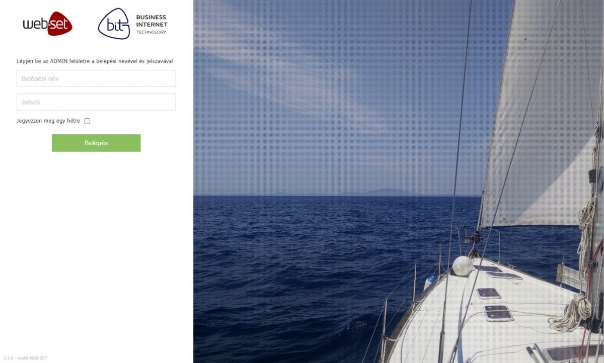 mobilWS admin képernyő